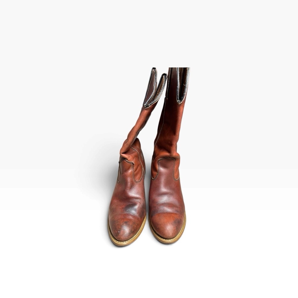 Vintage Capezio Women's Brown Leather Western Cowboy Boots Stacked Heel Sz 7.5 M